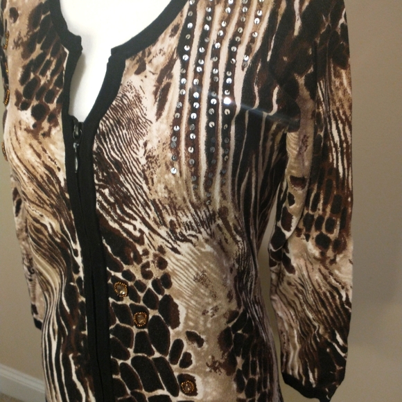 Belldini Animal Print Zip down Cardigan - Picture 2 of 5